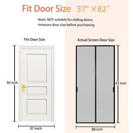 FEGO Magnetic Screen Door, Screen Itself Size 39"x83" Fits Door Size:37"x82", Enjoy Breeze, Hands Free Entry, Pets & Kids Friendly, Heavy Duty Screen Door Mesh w/36 Magnets for Patio/Front/Doorway