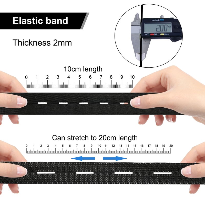 Pack of 2 Elastic Bands with Button Eyelets, Elastic Band