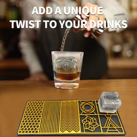 opsadogha Ice Cube Maker - Modern Clear Ice Tray with Stamps for Cocktails & Bourbon - 5 Seconds per Side