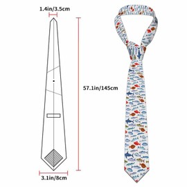 Yakuna Fish Set Men's Neckties Anchovy Codfish Sea Ocean Sardine Cartoon Animal Men's Neckties Festival Gift for Boys Teens Men