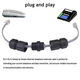 PENGLIN 2PCS Waterproof RJ11 Panel Mount Coupler Female to Female, IP68 Outdoor RJ11/RJ12 6P6C Telephone Line Socket for Voice & Data Transmission