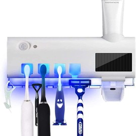 Porta Cepillos Dentales UV con Dispensador Automático de Pasta Dental Portacepillos de Dientes Soporte para Cepillo de Dientes Esterilizable Montado en Pared con USB Y Energía Solar Recargable Función