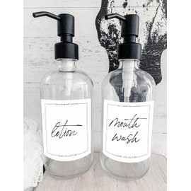 Chaumiere Vintage Farmhouse Mouthwash and Lotion Labels for Bottles, Waterproof Stickers, Mouthwash and Lotion Labels for Amber Glass & Plastic Bottles - 3 Mouthwash and 3 Lotion 6 Pieces 3x3inch