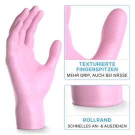 Arnomed Disposable Gloves Pink, XS Nitrile Gloves with box of 100 Pieces, Gloves Disposable Powder-Free, Latex-Free Rubber Gloves, Disposable Gloves in XS, S, M and L