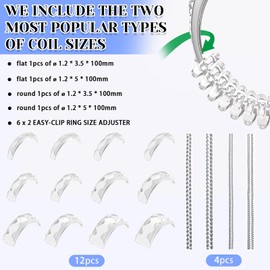 Eiito Ring Sizers for Loose Rings, 16 Pack Ring Guards for Loose Rings, Reduce by 0.5-1 Size Without Resizing, Fits Bands 1-8mm, Invisible Design for Women and Men, 2 Styles Insert and Spiral