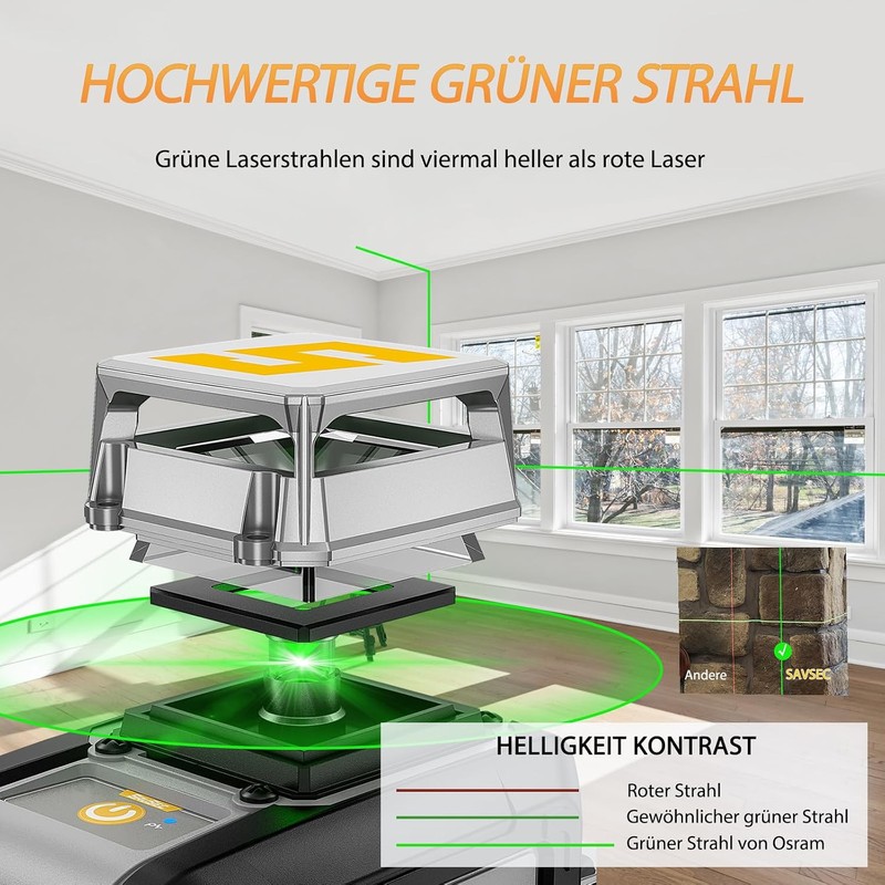 1 360 Self-Nivellierendes Laser-Nivellierendes 5 líneas 45 m Láser Cruz