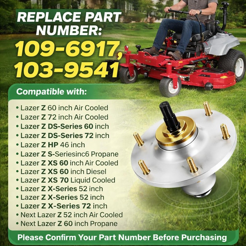 ranwin 109-6917 Deck Spindle Assembly for 48"/52"/60"/66"/72" Deck, Compatible with