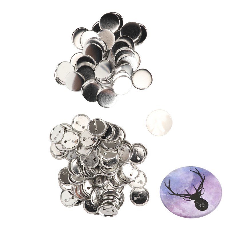 100 Set Pin Back Button Parts Blank Smoothing Metal Durable