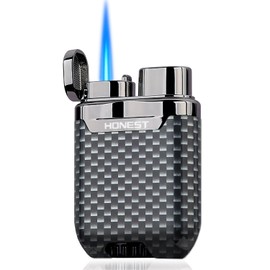 HONEST Torch Lighter Butane Lighter Windproof Lighter Mens Gifts Lighter for Candle Camping Family Use (Carbon Black)