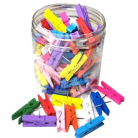 Otylzto 70PCS Per Can Colorful Push Pin with Wooden Clips,Decorative Pushpins Tacks Thumbtacks for Cork Board Artworks Notes Photos, Craft Projects, Offices and Homes (8 Colors)
