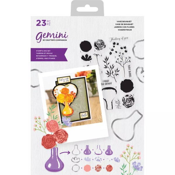 Gemini - Stamp & Die Layering Floral Vase Bouquet by