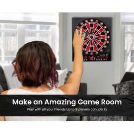 Electronic Dart Board for Adults,Scoreboard Set with 12 Soft Tip Darts& Light Illuminated Display, Durable Pop Darts Game Set, up to 8 Players