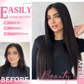 Clip in Hair Extensions Real Human Hair Clip ins 100% Human Hair Extension for Women Clip in Extensions 8pcs Per Set with 18 Clips Double Weft (18 Inch 80g #1B Natural Black)