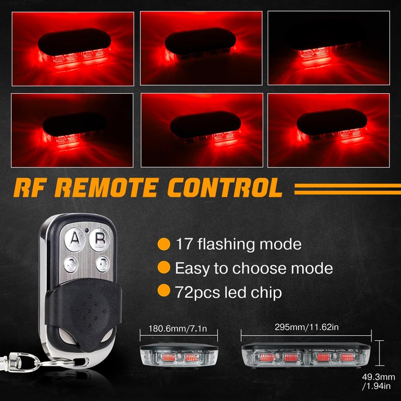 OPP ULITE Red Led Strobe Lights Rmote Control Rechargeable Wireless