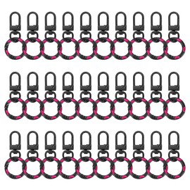 QUARKZMAN Pack of 30 Lobster Claw Carabiner Key Ring Swivel Trigger Clips Zinc Alloy Colourful Key Ring Clip Snap Hook Splint Rings for DIY Jewellery Making, Black
