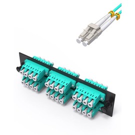 VANDESAIL 24 Fiber Port LC Fiber Optic Patch Panel,Multimode(OM3/OM4) LGX Footprint LC Adapter Panel with LC/LC UPC 6 Quad Fiber Fiber Optic Adapter,MM Fiber Optic Coupler, 1 Pack