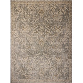 Loloi Magnolia Home by Joanna Gaines Junie Collection JUE-01 Blue/Natural 5'-3" x 5'-3", .38" Pile Height, Round Area Rug