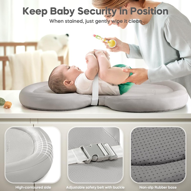 Mamatepe Baby Changing Pad, Soft, Foldable Leather Diaper Changing Pad,