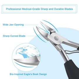 URAQT Nail Clippers, Professional Nail Scissors, Nail Clippers for Thick and Ingrown Toenails and Fingernails, Stainless Steel Nail Nippers with Non-Slip Handle