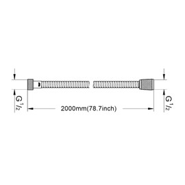 AULEEND，78 inch，encrypted shower hose 304 stainless steel metal - Extra long shower hose -（Universal Connection G 1/2" x 1/2")（Matte Black）