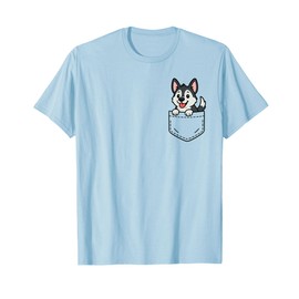 Cute Husky Puppy Pocket Pal Funny Husky Dog Lover Art T-Shirt