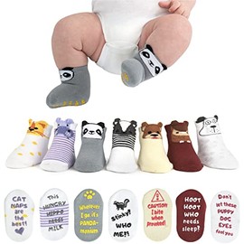 ZIRI & ZANE Set de regalo de calcetines para bebé, 7 pares únicos, lindos y divertidos, regalos unisex para recién nacidos para baby showers y registros, Color múltiple