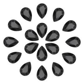 sourcing map 20Pcs 20 x 30mm Teardrop Rhinestones Glass Pointed Back Rhinestone Beads Gems for Jewelry Making Costume Crystal Embellishments Crafts,Black