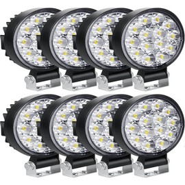 Sxlofty 8pcs Round Light Bar Pods, 3.3 inch 42W Spot Beam Mini Offroad Driving Fog Lights Work Lamp 9-30V for Car Trucks Tractors SUV ATV Tractors Excavator Boats, Led Round Light Bar 6000K White