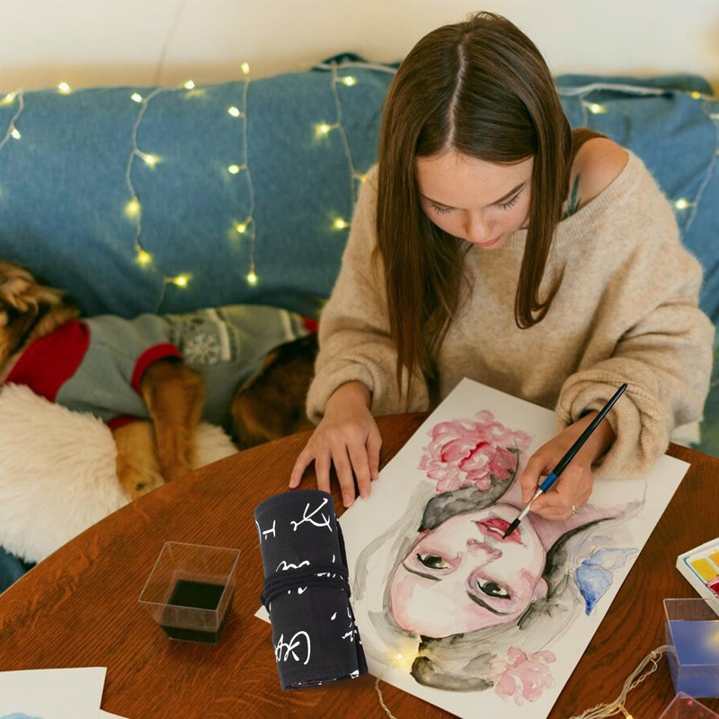 Watercolour Brush Canvas Pen Roll Bag Roll Pencil Case Pen
