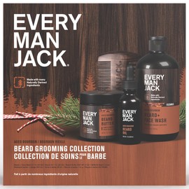 Every Man Jack Men's Aged Bourbon Beard Kit Holiday Gift Set, Face Wash, Beard Butter and Beard Oil