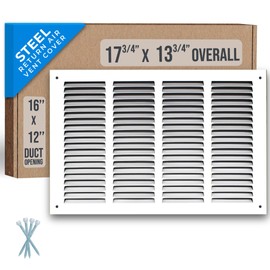 Fits 16x12 Duct Opening | Steel Return Air Grille by Handua | Vent Cover Grill for Sidewall and Ceiling | White | HVAC Cold Air Intake Grille | Outer Dimensions: 17.75"W X 13.75"