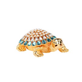 Furuida Sea Turtle Trinket Boxes Hinged Enamel Jewelry Box Hand-Painted Rhinestones Animals Ornaments Gift for Home Decor