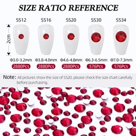 Meibite Siam Flatback Rhinestones, Glass Rhinestones for Nail Art and Craft, Glue Fix, Loose Crystal Gemstones(Siam, SS16, 2880pcs, 3.8-4.0mm)