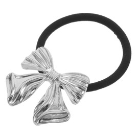 Baluue Metal Bow Hair Tie for Thick Hair Secure Fit Firm Hold Decorative Ponytail Accessory Compact Lightweight Design