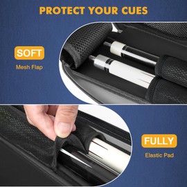PEKREWS Estuche para tacos de billar 2x2, Estuche para palos de billar con capacidad para 2 palos con 2 bolsillos con cremallera, Bolsa de transporte para tacos de billar de poliéster resistente