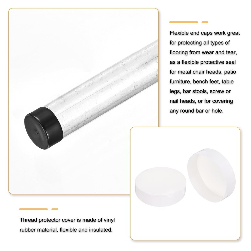 sourcing map 4pcs Rubber End Caps 200mm(7.9 inch) ID Vinyl