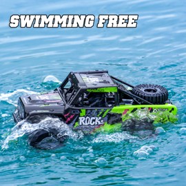 KB KAIBO Monster Truck Toys for Boys 4-12 - 1/16 Scale Waterproof Amphibious 4WD RC Car w/ 2 Batteries (50 Min),Q191 Remote Control Car - All-Terrain Indoor/Outdoor, Pool, Grass, Blue