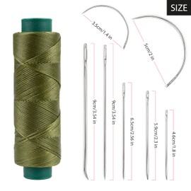 Shelver Waxed Thread with 7 Piece Repair Needle Set, Strong Thread for Leather, Upholstery, Shoe, Bag, Sewing of Heavy Fabrics