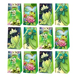 FFGJA 12pcs Frog Princess Birthday Party Gift Bags Goodie Bags,Girl Princess Party Supplies for Kids Birthday Decorations