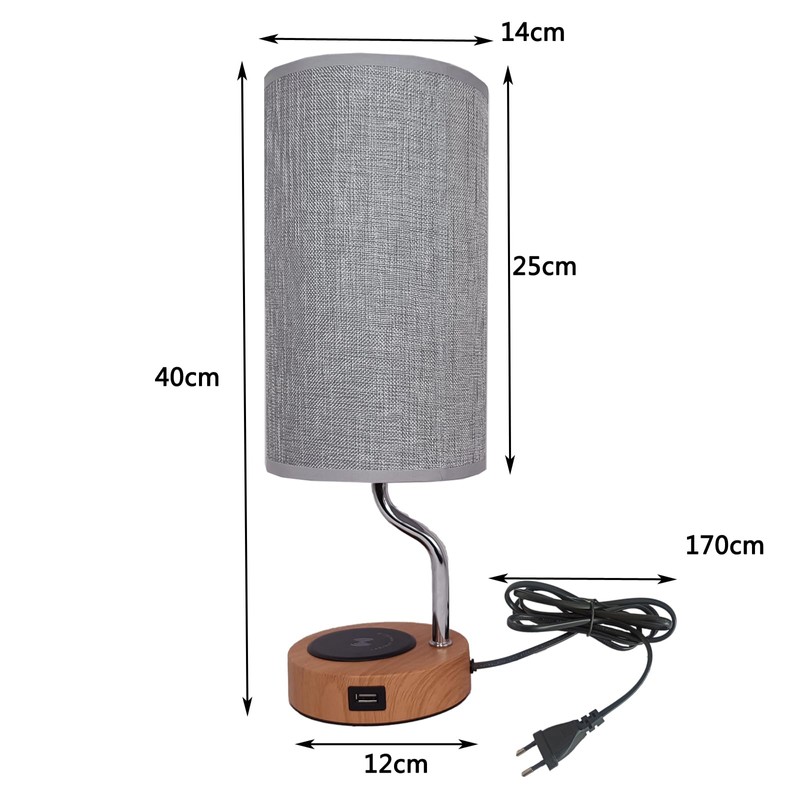 YNDD Bedside Lamp with Charging Function, Wireless Charging Table Lamp