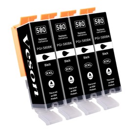 PGI-580 XXL Black (Pack of 4, PGBK) Printer Cartridges Compatible with Canon 580XXL Multipack Cartridges for Canon Pixma TR8550 TR7550 TR8500 TS6150 TS6350 TS6250 TS6300 TS8251 TS8150 TS6151 TS955 50
