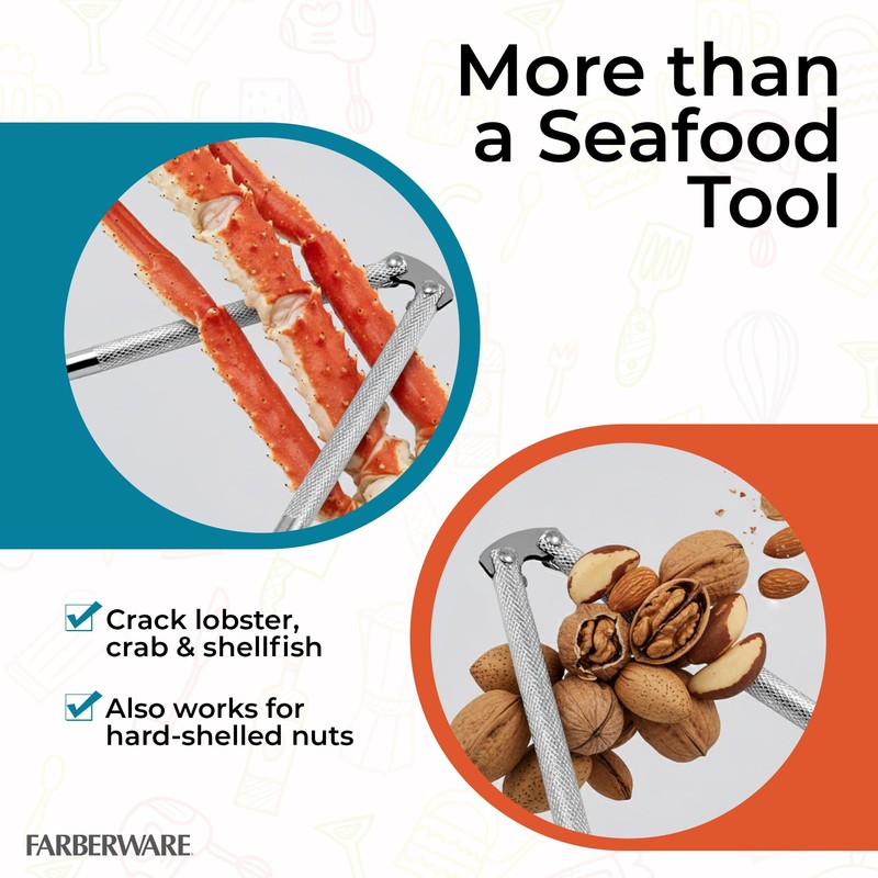 Farberware 3-Piece Seafood Nutcracker Set, Stainless Steel Shell Cracker &