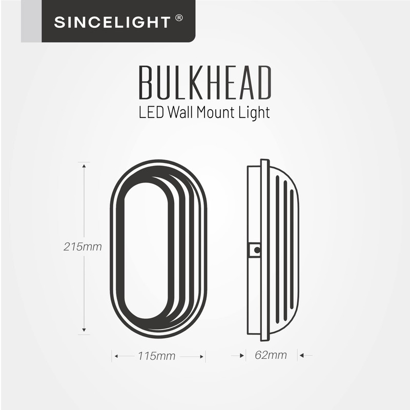 SINCELIGHT Oval LED Bulkhead Light for Wall and Ceiling Mount,