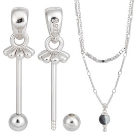 BENECREAT 2 Pcs 925 Sterling Silver Peg Bail, Platinum Plated Screw Eye Pins for Jewelry Making, 10mm Flower Cup Connector for Drilled Beads, Charms, Jewelry Findings, Pendant Setting