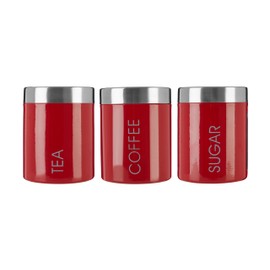 Premier Housewares Liberty Tea, Coffee and Sugar Canisters - Set of 3, Red