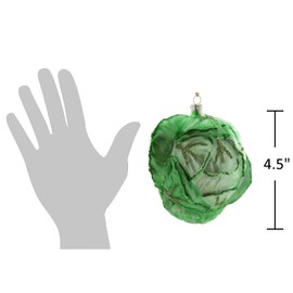 The Bridge Collection 4.5" Glass Glittered Green Head of Cabbage Vegetable Christmas Ornament - Unique and Sparkling Food Holiday Decoration