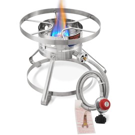 ARC Burner, 16” Stainless Steel Single Burner Propane Stove with Rust-proof Hose & Adjustable Regulator, Camping Stove Great for Outdoor Cooking Turkey Fryer, Crawfish Cooking