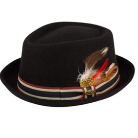 Porkpie Fedora Men's Vintage Style Wool Blend (S/M, F2293BLACK)