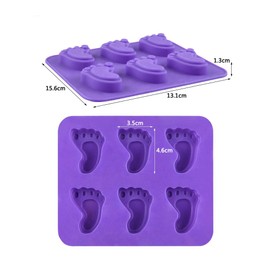 3Pcs Baby Foot Prints Silicone Soap Molds Footprint Shaped Chocolate Candy Molds Nonstick Lotion Bars Jello Ice Cube Tray Food Grade Baking Muffin Cupcake Cookie Bread Pan (Random Color)