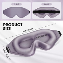 Sleep Mask | 99% Fully Block Out Light Eye Sleep Mask | Long Lash Extension | 3D Deep Contoured Eyes Cover Zero Pressure | Adjustable Straps | Sleep Travel Home Nap Rest Women Men (Light Purple)